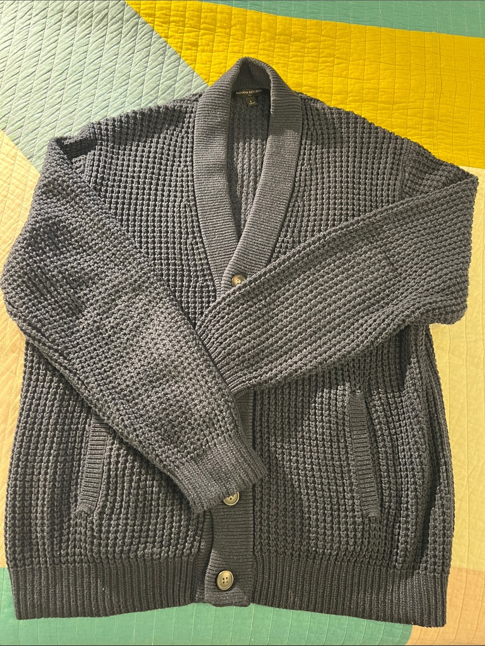 Banana Republic Men’s Knit Shawl-Collar Cardigan — Navy — Large